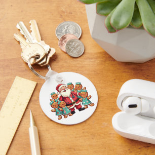 Christmas Santa Claus Gingerbread Nurses Key Ring