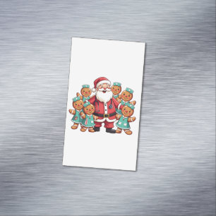 Christmas Santa Claus Gingerbread Nurses Magnetic Business Card