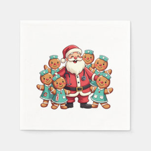 Christmas Santa Claus Gingerbread Nurses  Napkin