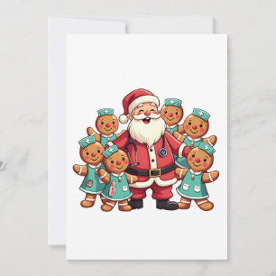 Christmas Santa Claus Gingerbread Nurses  Thank You Card