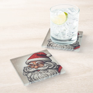 Christmas Santa Claus Glass Coaster