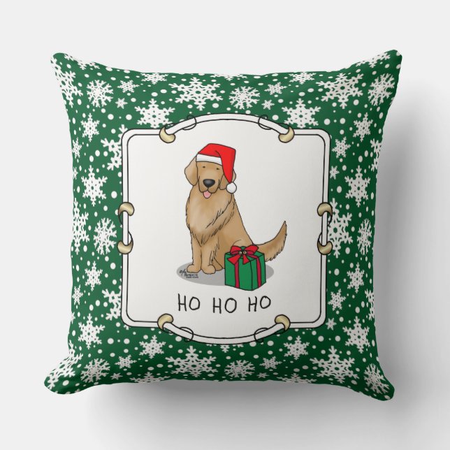 Christmas Santa Claus Golden Retriever Dog Cute Cushion (Front)