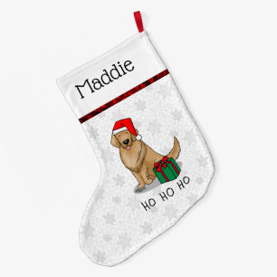 Christmas Santa Claus Golden Retriever Dog Cute Large Christmas Stocking