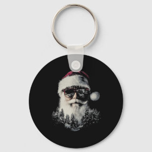Christmas Santa Claus Graphic X-mas Sungles Holida Key Ring