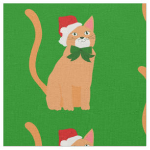 christmas santa claus hat orange cat fabric
