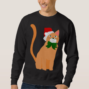 christmas santa claus hat orange cat sweatshirt