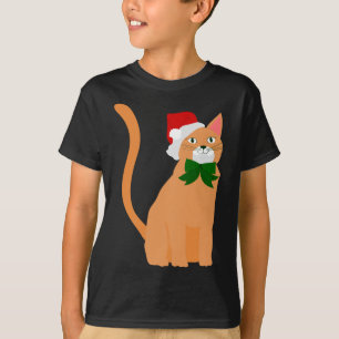 christmas santa claus hat orange cat T-Shirt