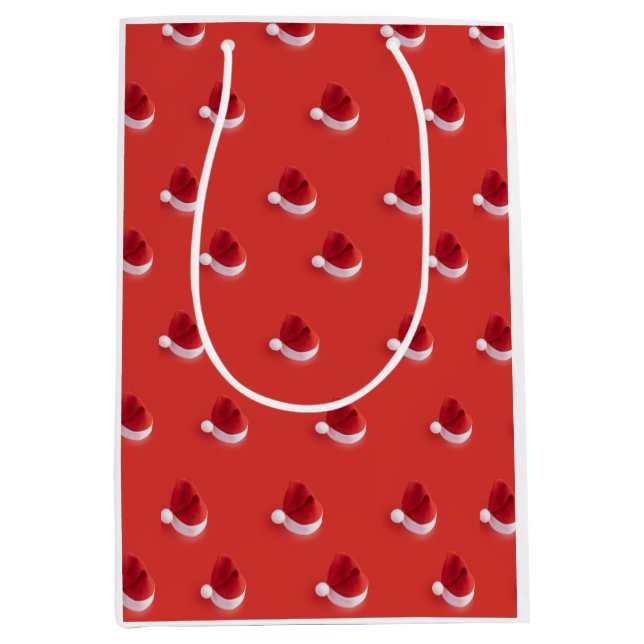 Christmas santa claus hat red pattern medium gift bag (Front)
