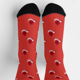 Christmas santa claus hat red pattern socks