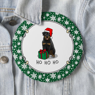 Christmas Santa Claus Hat Rottweiler Dog Cute 6 Cm Round Badge