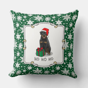 Christmas Santa Claus Hat Rottweiler Dog Funny Cushion