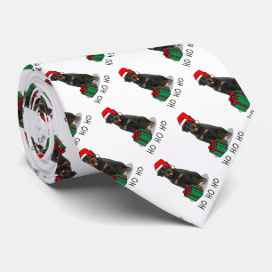 Christmas Santa Claus Hat Rottweiler Dog Funny Tie