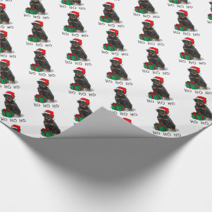 Christmas Santa Claus Hat Rottweiler Dog Funny Wrapping Paper