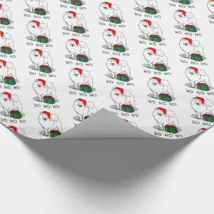 Christmas Santa Claus Hat Samoyed Dog Cute Wrapping Paper