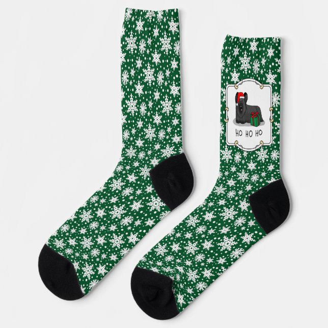 Christmas Santa Claus Hat Skye Terrier (black) Socks (Left)