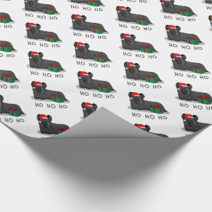 Christmas Santa Claus Hat Skye Terrier (black) Wrapping Paper