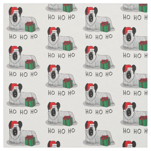 Christmas Santa Claus Hat Skye Terrier (silver) Fabric (Swatch)