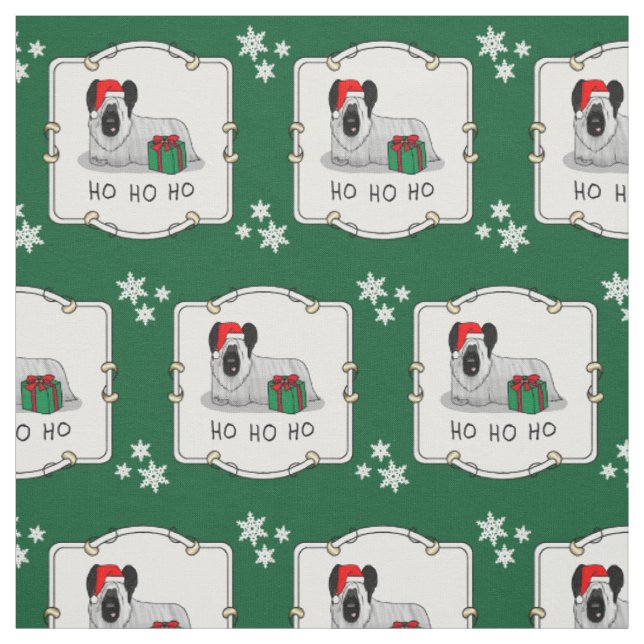 Christmas Santa Claus Hat Skye Terrier (silver) Fabric (Swatch)