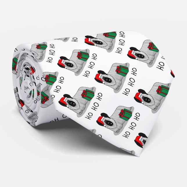 Christmas Santa Claus Hat Skye Terrier (silver) Tie (Rolled)