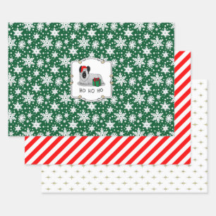 Christmas Santa Claus Hat Skye Terrier (silver) Wrapping Paper Sheet