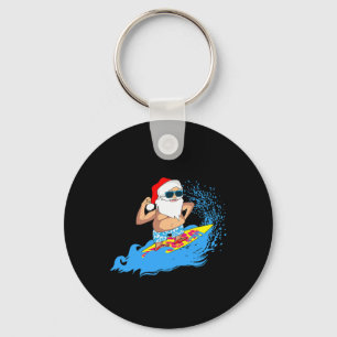 Christmas Santa Claus Hawaiian Surfing Summer Surf Key Ring