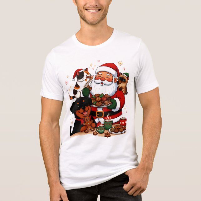 christmas, santa claus, holiday cookies, calico ca Tri-Blend shirt (Front)