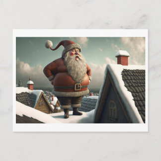 Christmas santa claus holiday postcard