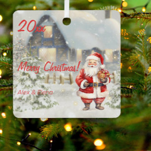  Christmas Santa Claus house photo Square Ornament