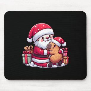 Christmas Santa Claus Hugging Cute Capybara With S Mouse Pad