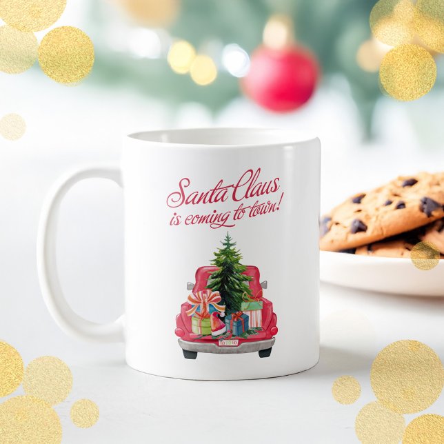 Christmas Santa Claus Is Coming To Town Red Truck Coffee Mug (Christmas Santa Claus Is Coming To Town Red Truck Coffee Mug)