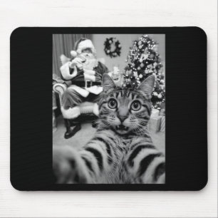 Christmas Santa Claus Merry X-mas Funny Cat Selfie Mouse Pad