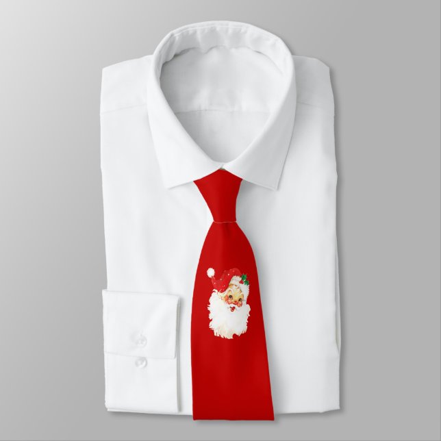 Christmas Santa Claus on Red Tie (Tied)