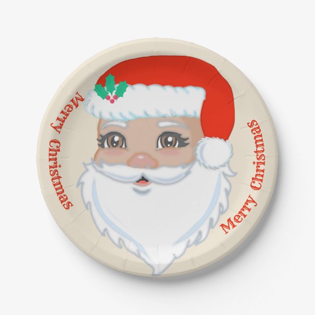 Christmas Santa Claus Paper Plate (Front)