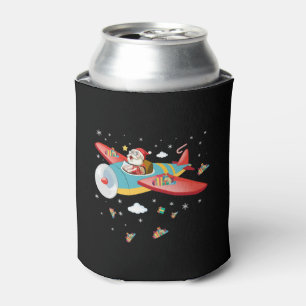 Christmas Santa Claus Pilot Flying Aeroplane Boys Can Cooler