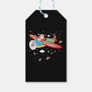 Christmas Santa Claus Pilot Flying Aeroplane Boys  Gift Tags