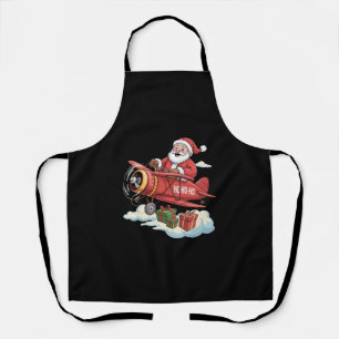 Christmas Santa Claus Pilot Flying Aeroplane Gift Apron
