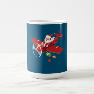 Christmas Santa Claus Pilot Flying Aeroplane Gift Coffee Mug