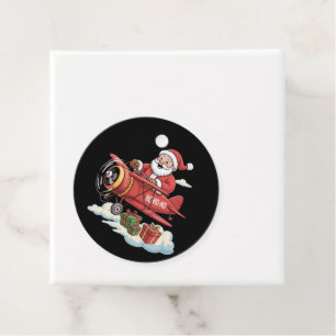 Christmas Santa Claus Pilot Flying Aeroplane Gift Favour Tags