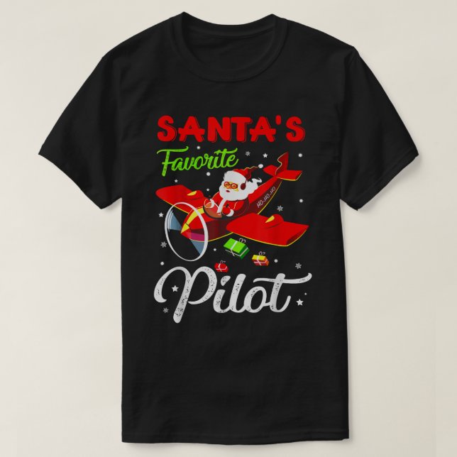 Christmas Santa Claus Pilot Flying Aeroplane Gifts T-Shirt (Design Front)