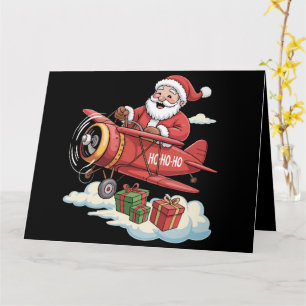 Christmas Santa Claus Pilot Flying Airplane Gift Card