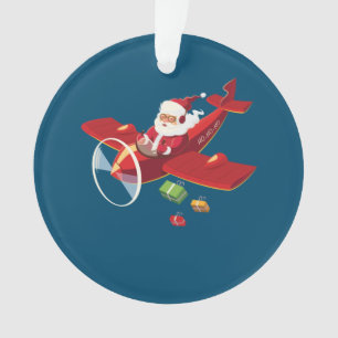 Christmas Santa Claus Pilot Flying Airplane Gift Ornament