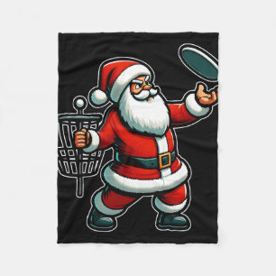 Christmas Santa Claus Playing Disc Golf Pajama Xma Fleece Blanket