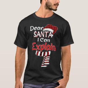 Christmas Santa Claus Red Plaid, Dear Santa I Can T-Shirt