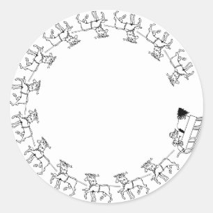 Christmas Santa Claus reindeer border blank cute Classic Round Sticker