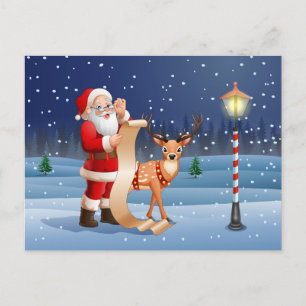 Christmas Santa Claus Reindeer Personalised Text Postcard