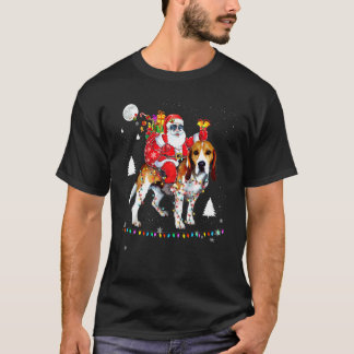 Christmas Santa Claus Riding Beagles Lights Xmas H T-Shirt