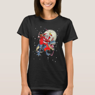 Christmas Santa Claus Riding Dinosaur For Boys Gir T-Shirt