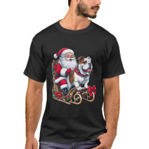 Christmas Santa Claus Riding English Bulldog Xmas