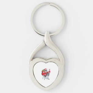 Christmas Santa Claus Riding French Bulldog Xmas B Key Ring