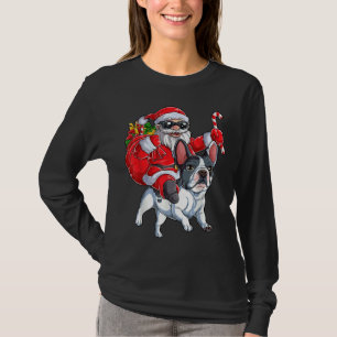 Christmas Santa Claus Riding French Bulldog Xmas B T-Shirt